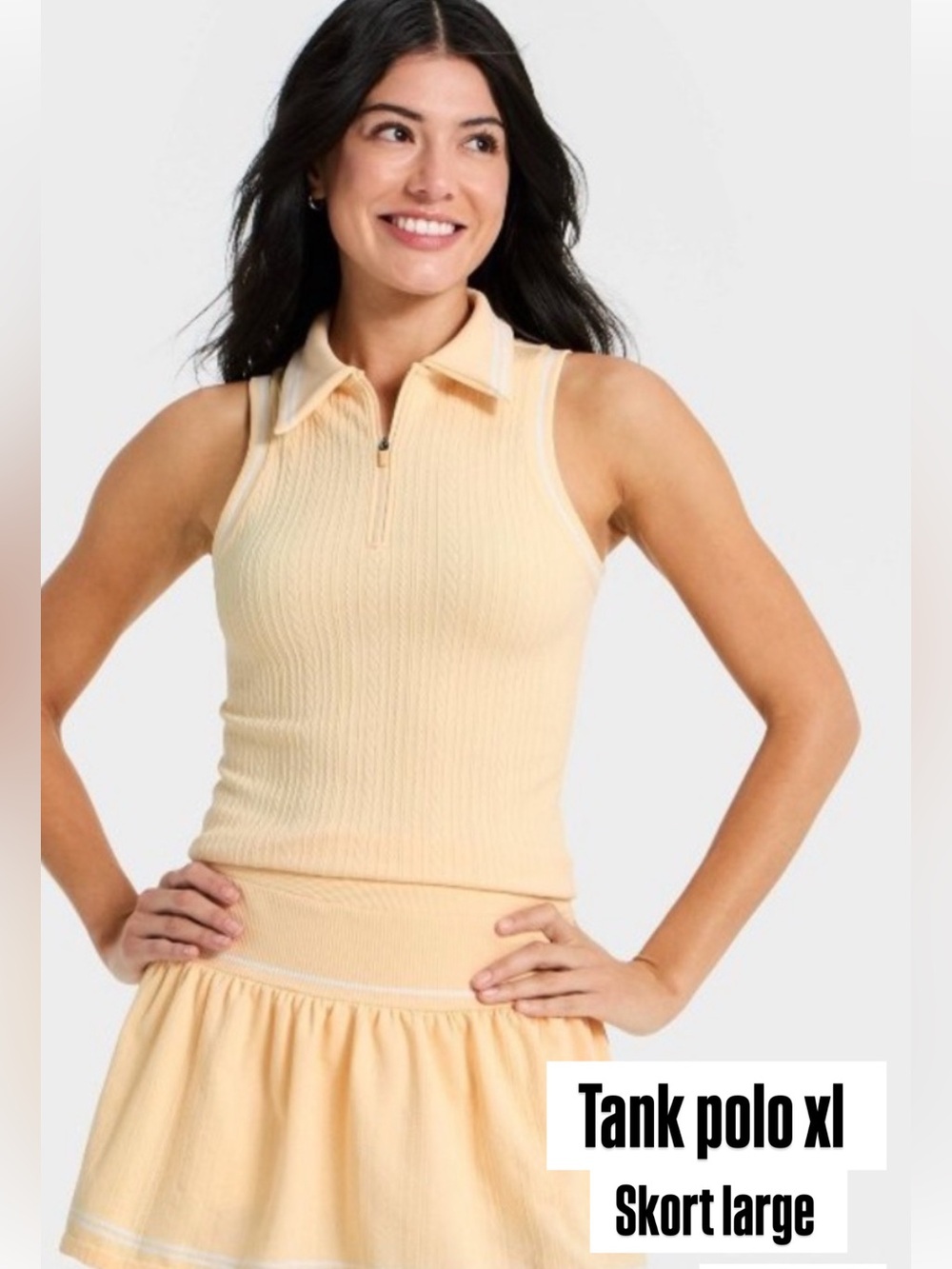 Sleeveless Polo Tank Top and skort ( butter yellow set )